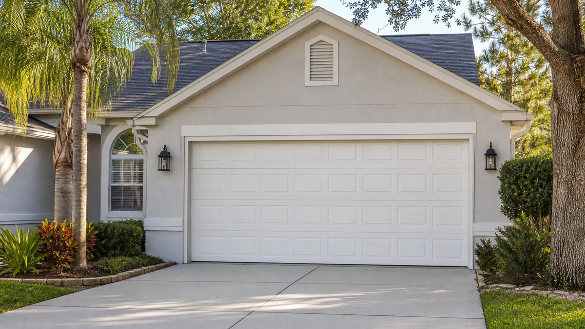 Finished garage door alignment after repair in Central Florida